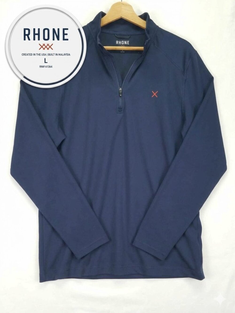 Rhone Commuter 1/4 Zip Pullover Men Large Navy Blue Athletic Golf Top